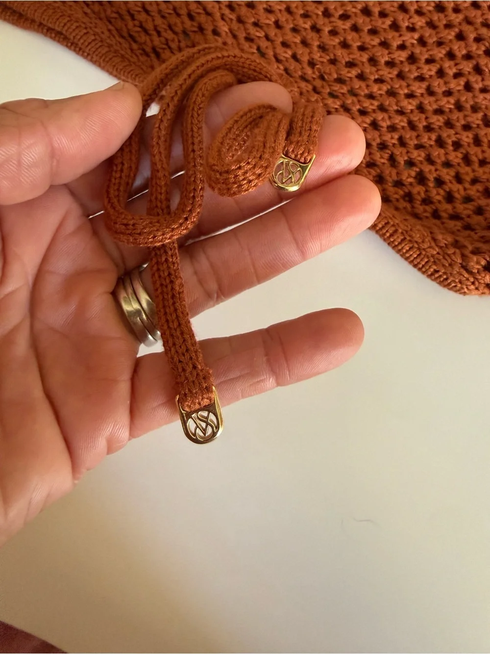 NWT Victoria's Secret Rust Open-Knit Swim Coverup with Side Ties